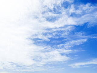Blue Sky With Fluffy Clouds From High-rise Building. Soft Tone