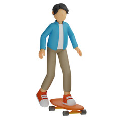 3d rendering illustration character Man Playing Skateboard