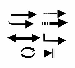 Set of arrows in black color isolated on white background