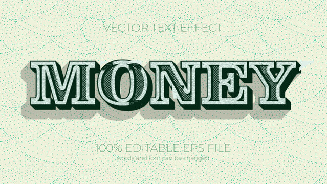 money text effect style, EPS editable text effect