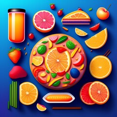 food background, food and provisions, colorful, concept art by generative ai