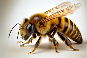 A close up of a honey bee