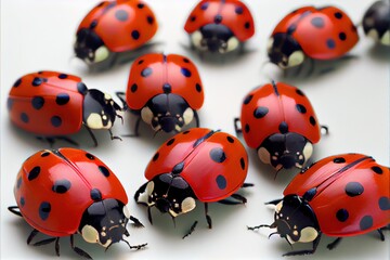 A close up of a group of ladybugs