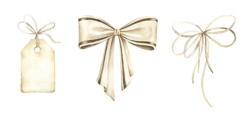 Set of tag and bows in vintage style. - 560768190