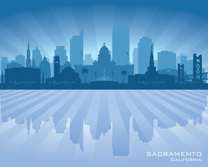 Sacramento California city skyline vector silhouette