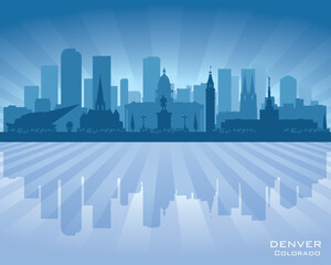 Denver Colorado city skyline vector silhouette