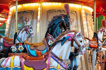 old carousel with horses