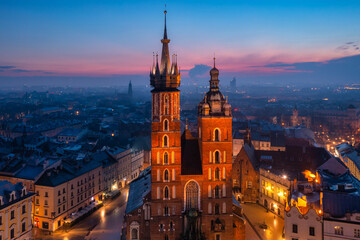 Old town of Krakow with amazing architecture at dawn, Poland. - obrazy, fototapety, plakaty