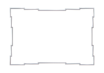 Rectangle realistic stepped frame metal or silver. isolated. Steel, photoframe template. For picture. png