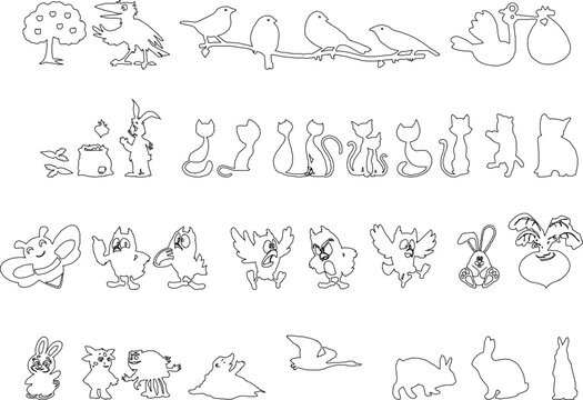 collection of cute cartoon illustration vector sketch designs for coloring