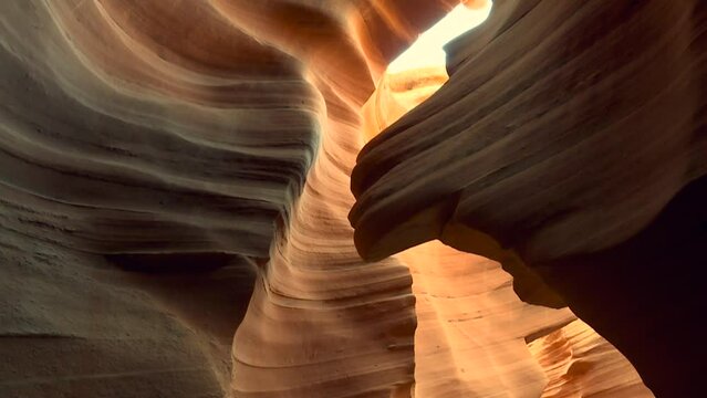 Dramatic Tilt Antelope Canyon. Sunlight Coming into the cave.