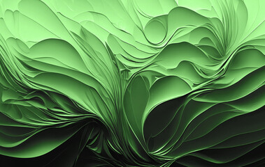 Obraz premium green background texture design, complex curvey shapes with different shades of olive green, spring swirly blossom and elegant concept wallpaper 