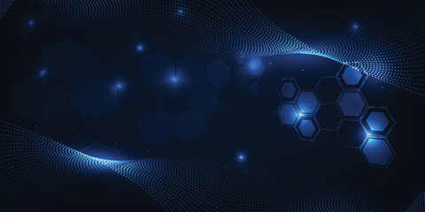 Vector illustrations of Futuristic digital technology with dynamic flowing data in waveform or dot connecting.Digital information big data innovation technology concepts.