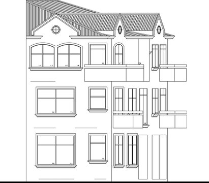 multi-storey classic villa house vector illustration sketch design