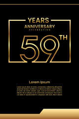 59th Anniversary template design with gold color for celebration event, invitation, banner, poster, flyer, greeting card, book cover. Vector Template