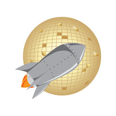 Fototapeta na wymiar space rocket and disco ball
