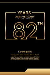 82th Anniversary template design with gold color for celebration event, invitation, banner, poster, flyer, greeting card, book cover. Vector Template