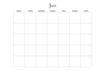 June Calendar, Monthly Planner Calendar, KDP Interior, To Do Planner, Vector PDF, Blank Calendar