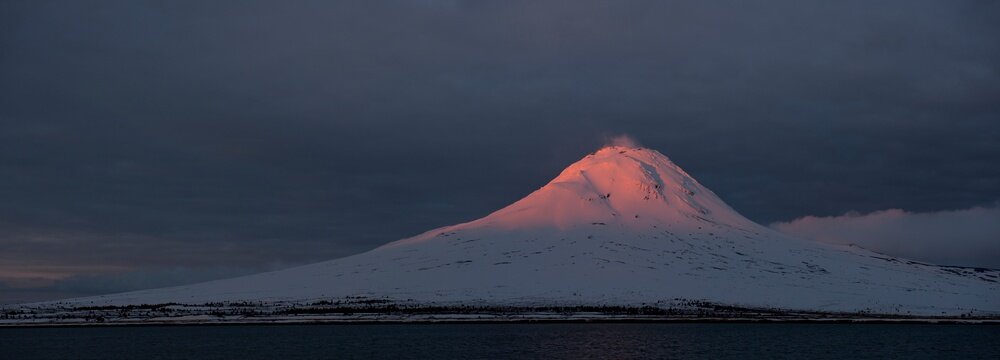 The Northeast flank of Mt Augustine, a 4,025 foot high active volcano in Cook Inlet Alaska