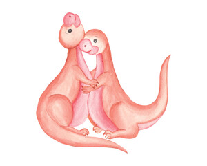 Watercolor valentine Dinosaur Clipart, Couple Dino sublimation for printing, clothes, t-shirts, papers