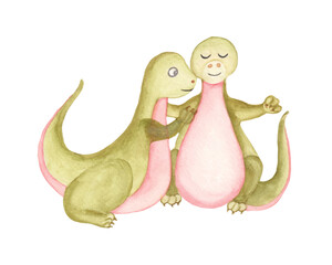 Watercolor valentine Dinosaur Clipart, Couple Dino sublimation for printing, clothes, t-shirts, papers