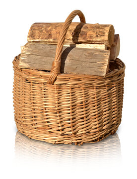 basket isolated with wood
