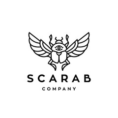 Obraz premium Vector drawing icon of Egyptian scarab beetle, personifying the god Khepri. Icon isolated on white background illustration. Symbol of the ancient Egyptians.