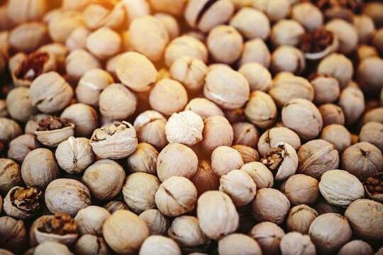 Pile of wallnuts at Farmers' market
