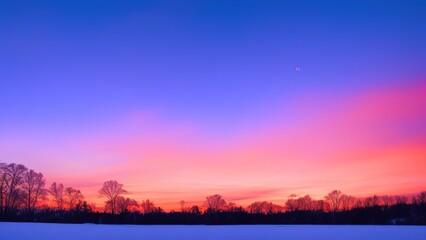 Obraz na płótnie Canvas Misty romantic winter sunset.