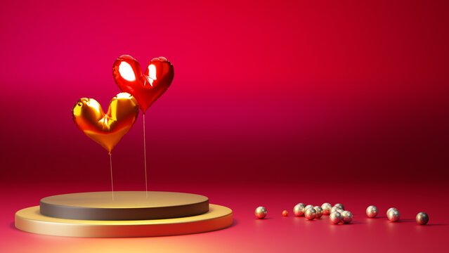 Valentine's Day concept, 14th February Love Day,  Happy Women's,  greeting card design 3d rendering