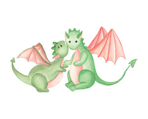 Watercolor Valentine Dragon Watercolor Clipart, Valentine Dragon sublimation for printing