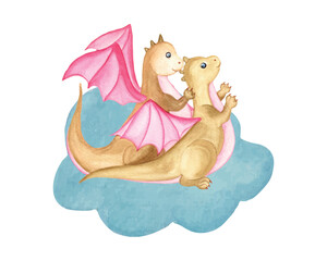 Watercolor Valentine Dragon Watercolor Clipart, Valentine Dragon sublimation for printing