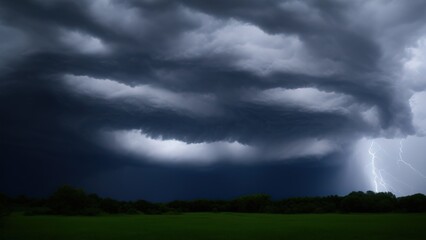 Obraz na płótnie Canvas A dramatic storm cloud approaches from a thunderstorm.