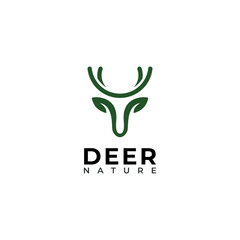deer leaf antlers logo design vector template.