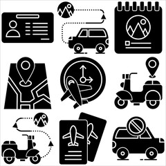 Travel icon glyph style part three