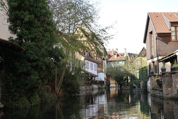 Fototapeta na wymiar Old town and canal in Colmar, France
