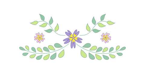 Floral decorative element. Vector isolated color illustration in outline style.