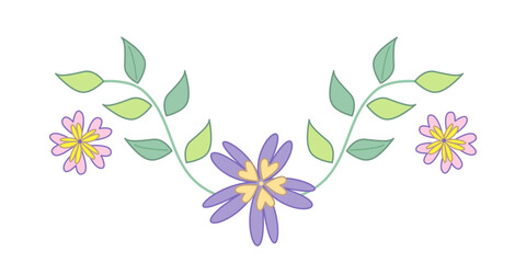 Fototapeta na wymiar Floral decorative element. Vector isolated color illustration in outline style.