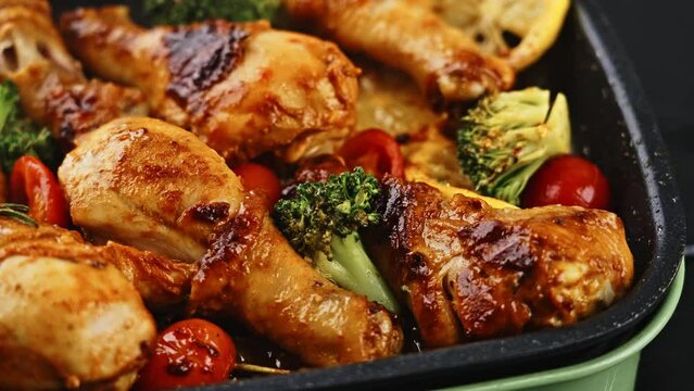 Delicious roast chicken leg video