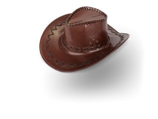 New leather cowboy hat on a white background