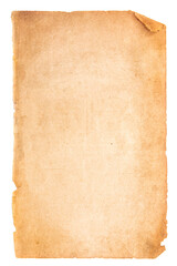 Sheet of grunge vintage paper isolated on a transparent background.