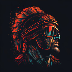 indian warrior put on sunglasses