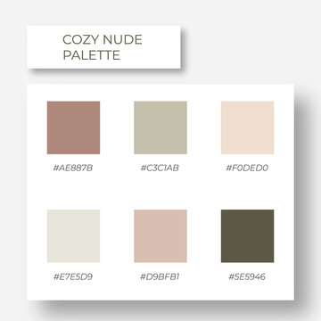 Cozy nude palette. Trendy pallete of color. Cozy color pallete. Swatch summer candy shade tone with hex code. Nft pastel colors. Super trendy color pastel	