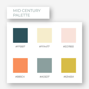 Mid century colors. Trendy pallete of color. Cozy color pallete. Swatch summer candy shade tone with hex code. Nft pastel colors. Super trendy color	