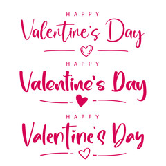 Set of Happy Valentine's Day lettering with heart. Vector illustration