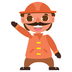 Isolated happy male cleaner cartoon character Vector