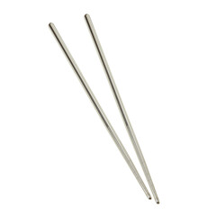 Metallic chopsticks for sushi and ramen isolated on white background
