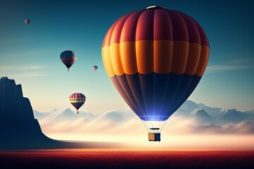 hot air balloon at sunset