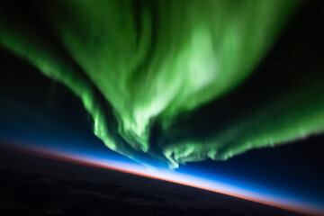 Nordlichter aus dem Flugzeug aufgenommen 