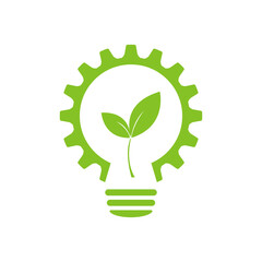 Green leaf light lamp energy of nature. Icon. Illustration